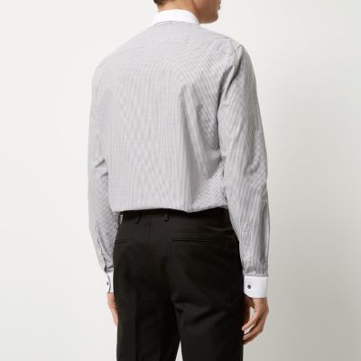 White stripe penny collar slim fit shirt